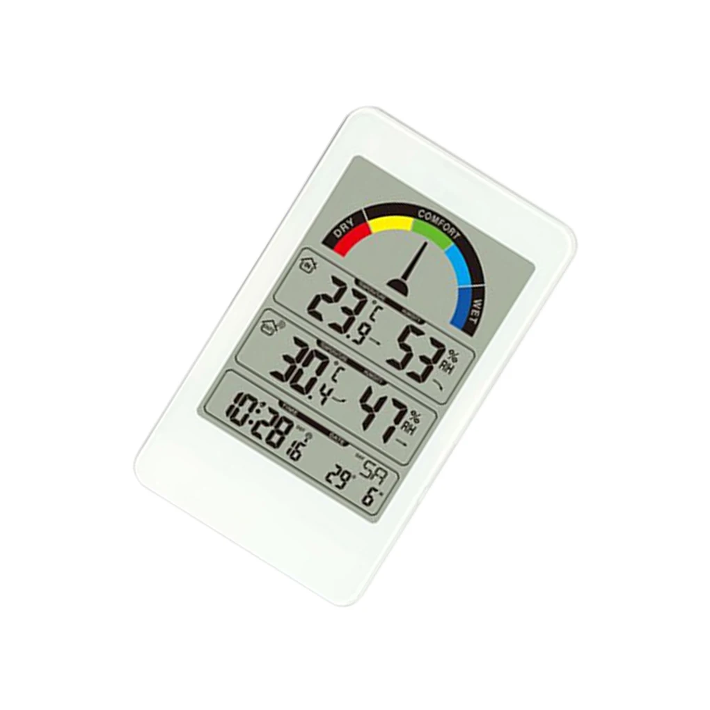 

Digital Thermometer Hygrometer Wall Clock Indoor Outdoor Comfort Indication
