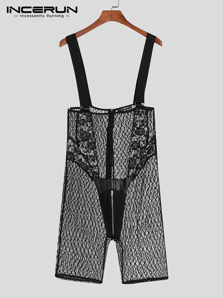 Comfortable Homewear Men's Sexy Leisure Lace Rompers Fashion Casual Style Male Hot Sale Sleeveless Bodysuits S-5XL INCERUN 2023