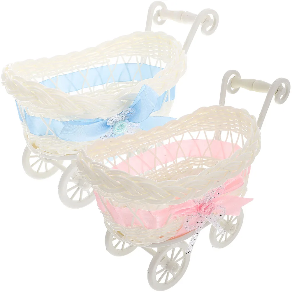 

Imitation Rattan Woven Plush Dolls Trolley Candy Baskets Shopping Cart Kids Toys Baby Shower Wedding Favors Decoration