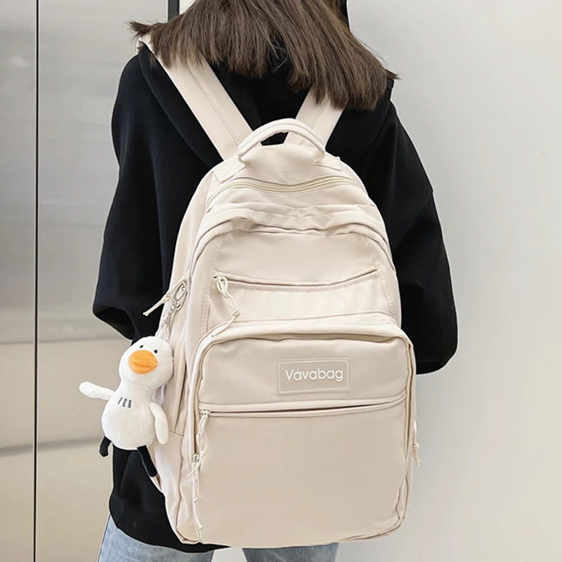 

Solid Color Big Women Backpack Large Capacity Female Multi-pocket Travel Bagpack Schoolbag for Teenage Girl Knapsack Mochila