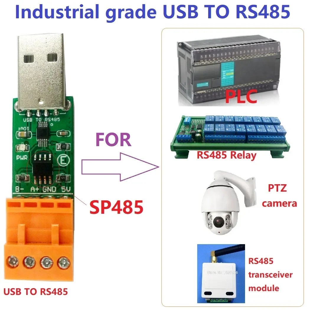 Преобразователь USB в RS485 UART WIN10 MAC LINUX OS CH340 SP485 заменяет FT232 CP2102 PL2303 MAX485 MAX3485 SP3485