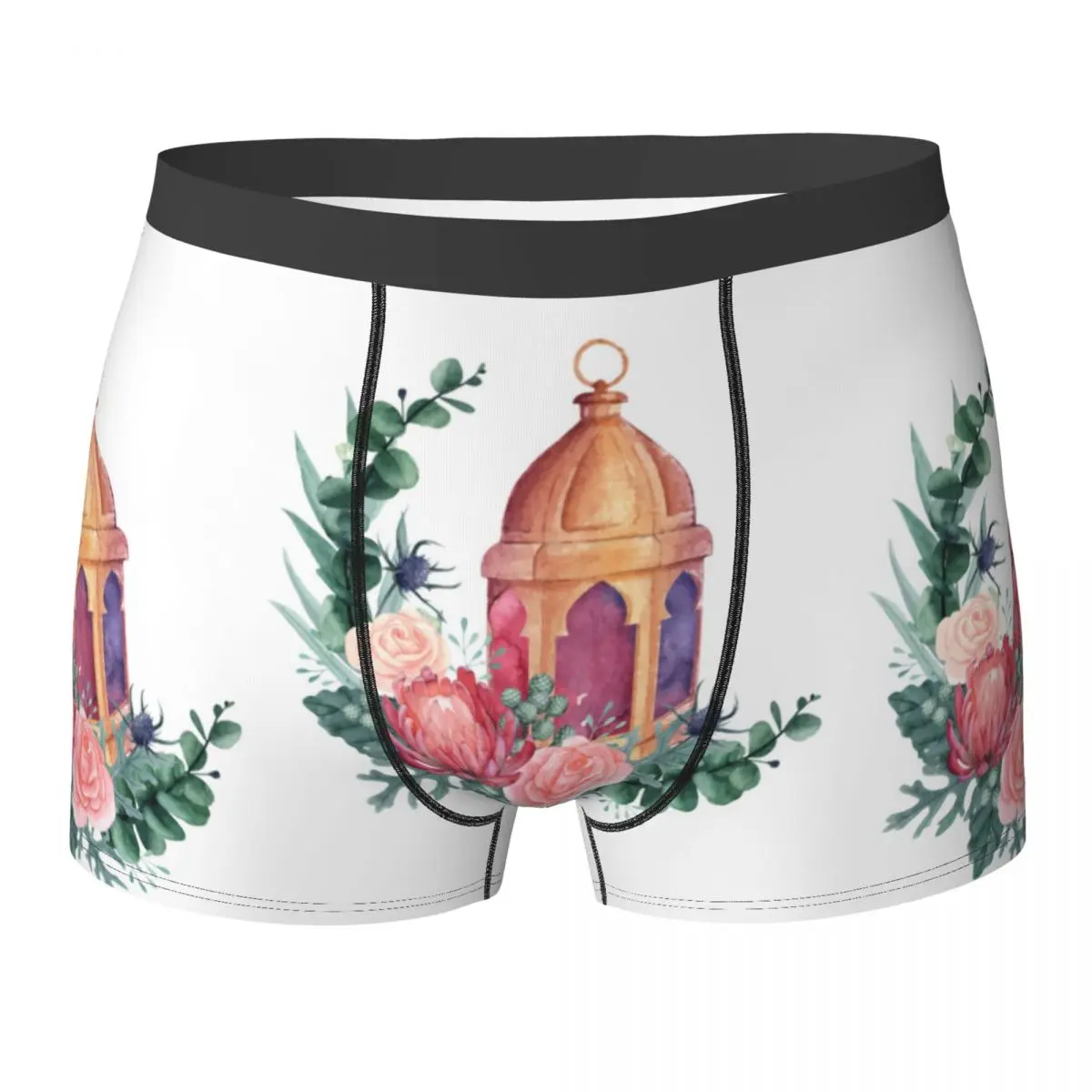 

Eid Mubarak Crescent Shaped Underwear Flowers and Lantern Man Shorts Briefs Soft Boxershorts Trenky Sublimation Underpants