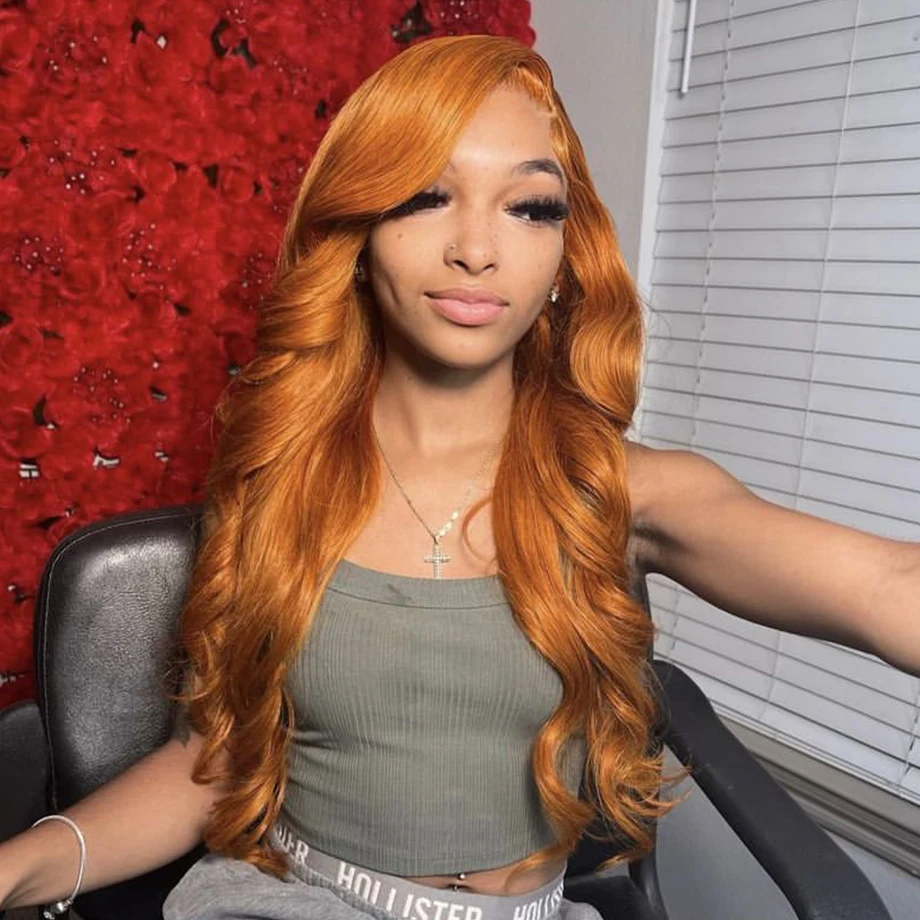Body Wave HD Transparent Lace Wig For Women Ginger Orange 13x6 Lace Front Wigs Human Hair 13x4 Human Hair Lace Frontal Wigs