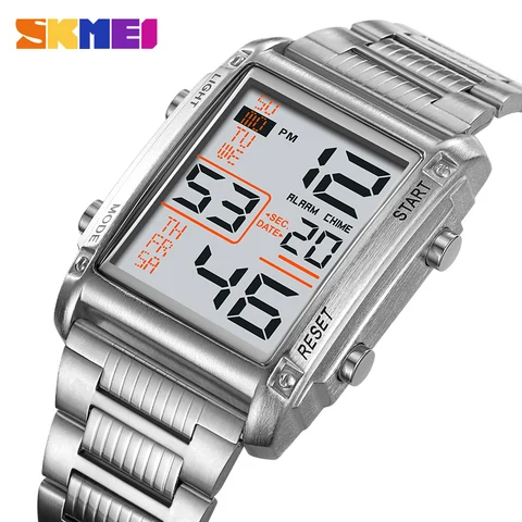 SKMEI Топ бренд дисплей таймер обратного отсчета цифровые спортивные часы мужские роскошные часы из нержавеющей стали с датой Будильник наручные часы reloj hombre