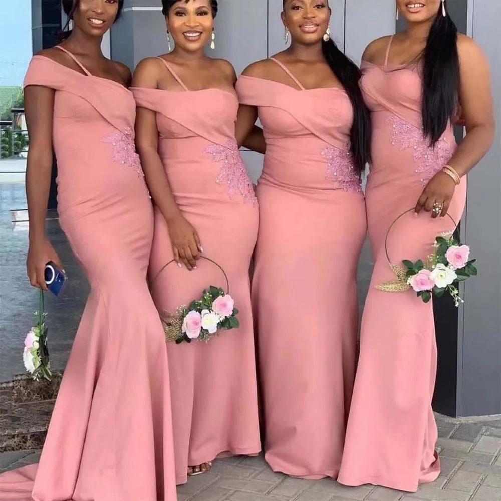 

Свадебное платье подружки невесты в африканском стиле роскошный новый стиль облегающее платье на одно плечо с юбкой-годе длиной до пола с в...