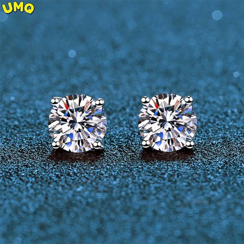 

Real Moissanite Stud Earrings 14k White Gold Plated Sterling Silver 4 Prong Diamond Earring for Women Men Ear Stud 1ct 2ct 4ct