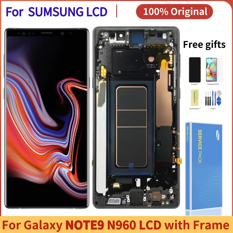 

Original Super AMOLED LCD For Samsung Galaxy Note9 LCD with Frame SM-N960 Display Touch Screen Digitizer Assembly Repair Parts