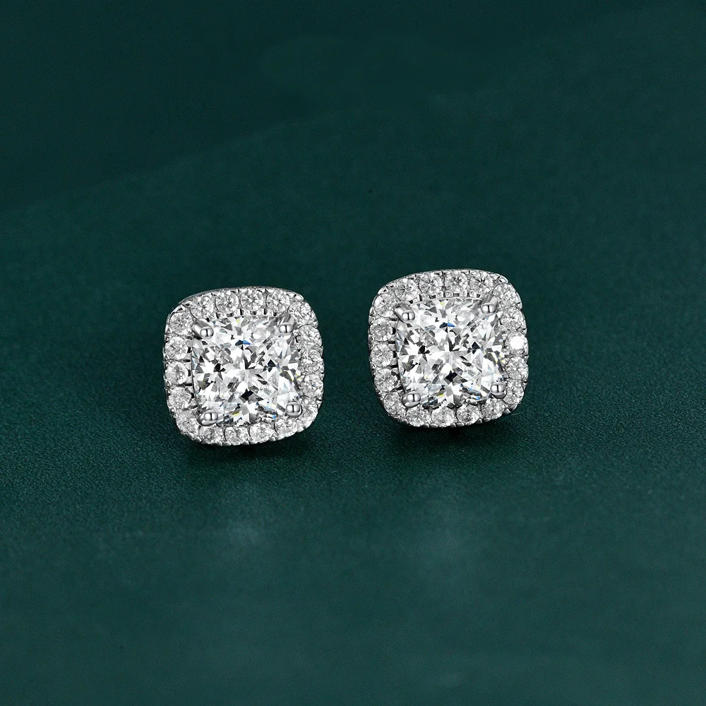 Boucles d'oreilles carrées à haute teneur en carbone, plaqué or 18K, 1CT, pour femmes, mariage, fiançailles, cadeau de mariée, bijoux