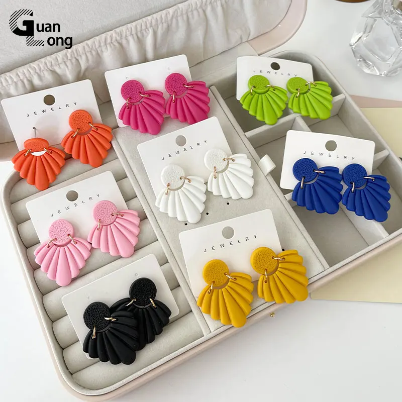 Винтажные большие полимерные индивидуальные серьги GuanLong для женщин длинные