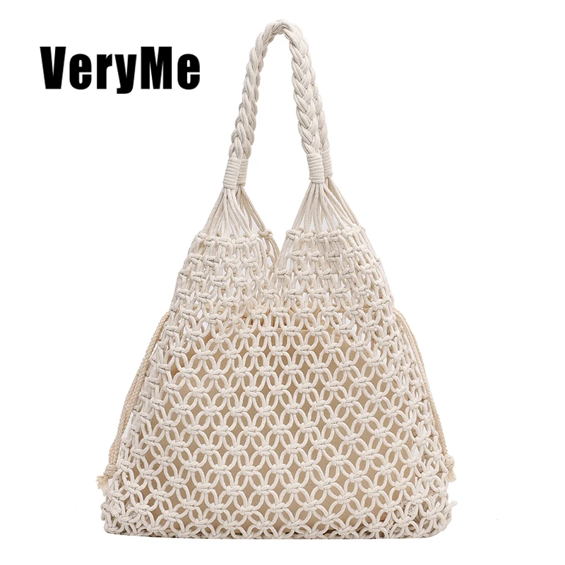 VeryMe 2022 Summer Travel Beach Big Handbag Fashion Hollow Large Capacity Shoulder Women's Bag Brand Designer Female Tote Purses