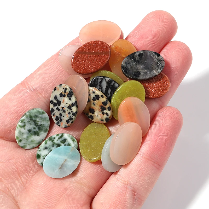 

5PC/Lot Natural Stone Oval Cabochon Obsidian Bead Flat oval stone ring face Fashion Jewelry Making Ring Face Bracelet Necklace