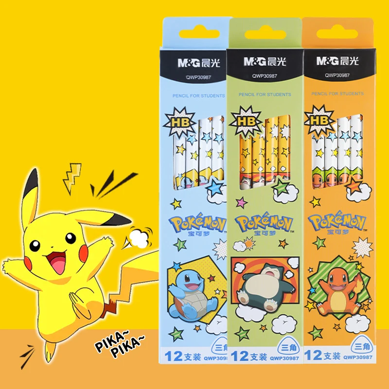 

Pokemon Animation Peripheral Picasso Triangle Wood Pencil Art Painting Student 2B/HB Pencil with Eraser