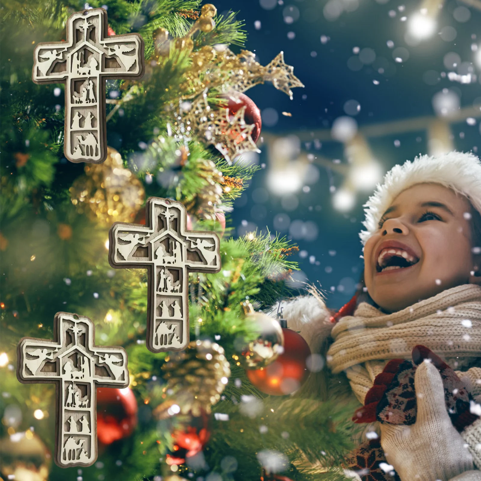 Рождественский крест рождественские украшения ретро христианские подвесные