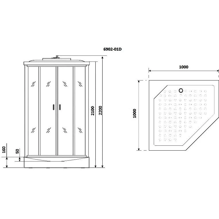 Душевая кабина Niagara NG-6902-01D черный 100х100х220 см |