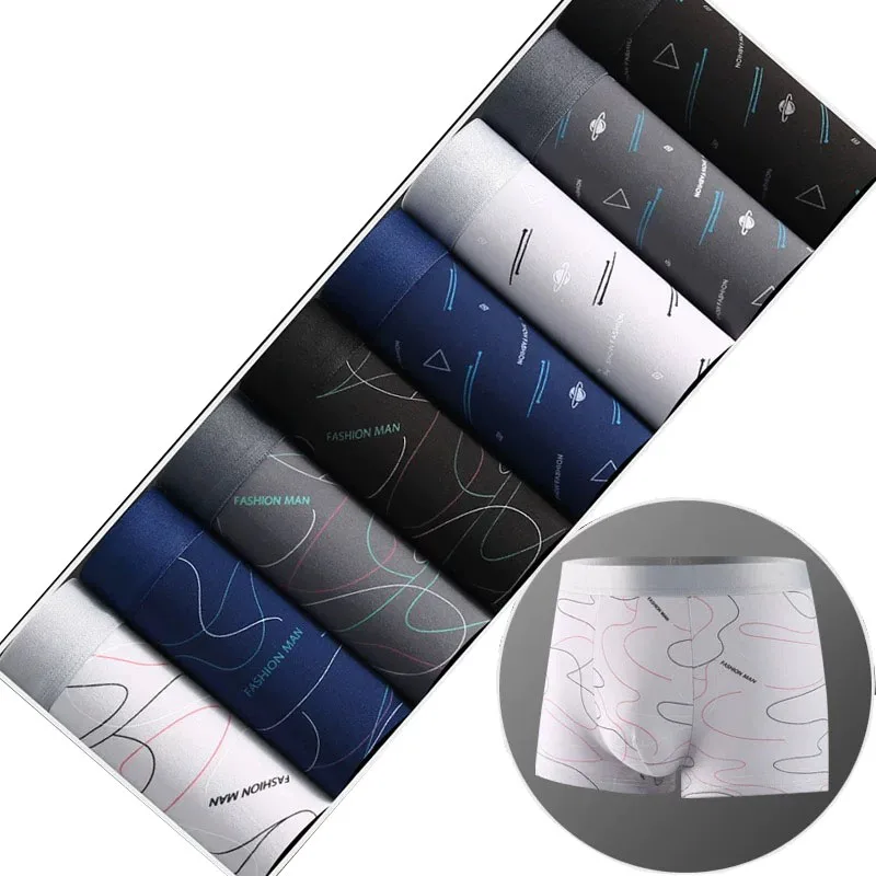 8Pcs Boxer Mens Fashion Underwear Men Underpants Male Printed Boxer Men Panties Shorts Underwear Boxer Shorts Comfortable Boxer