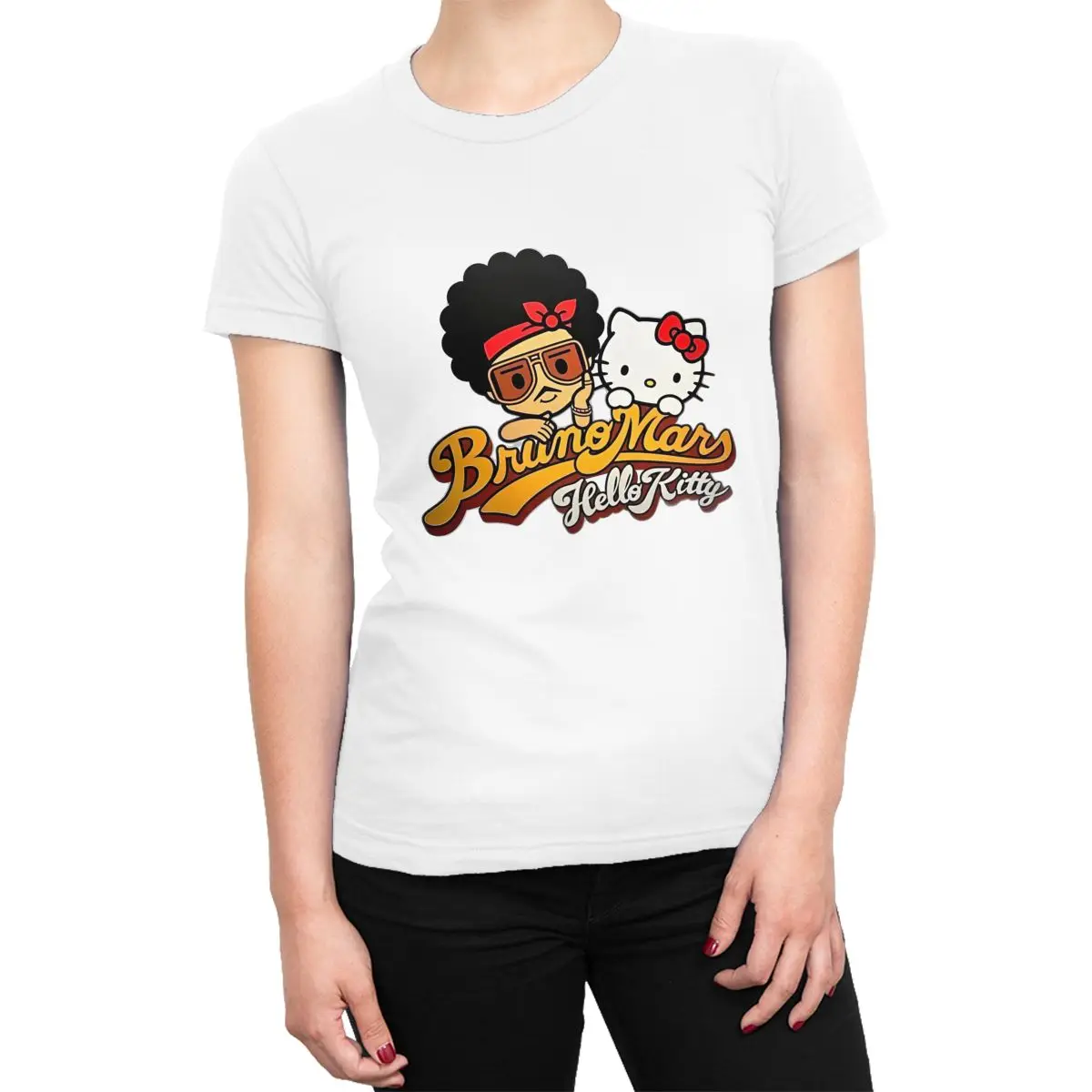 Футболка Bruno Mars Hello Kitty 2025 пляжная классическая футболка Y2K популярная