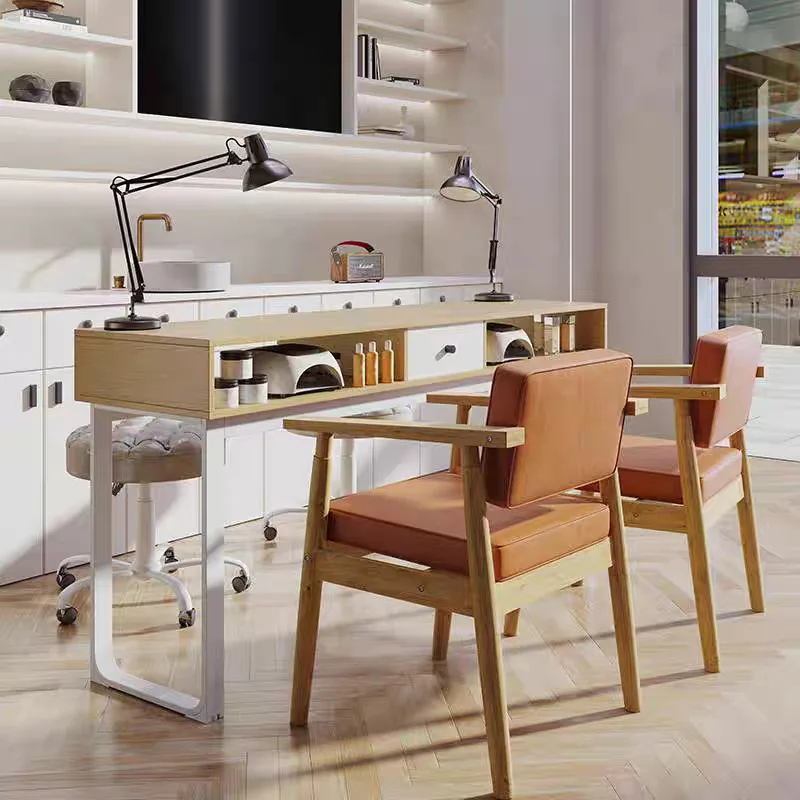 Профессиональный дизайнерский деревянный стол для ногтей японский хранения