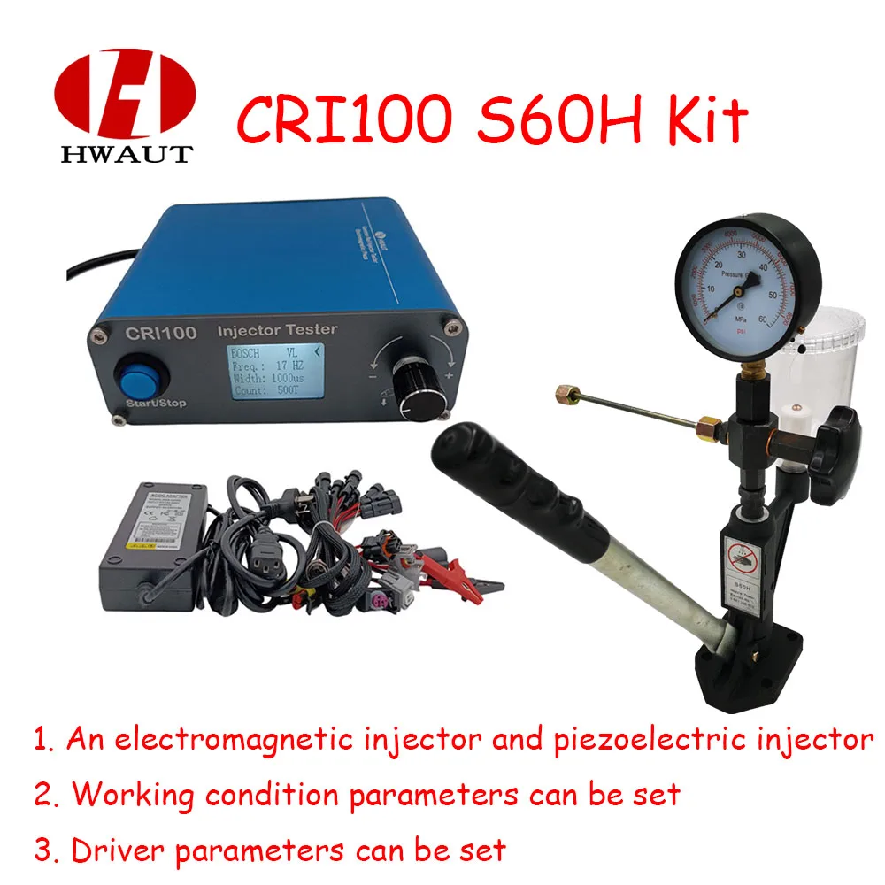 

Common Rail Injector Tester S60H Diesel Injector Nozzle Pop Pressure Tester And CRI100 Common Rail Piezo Injector Test Tool Kit