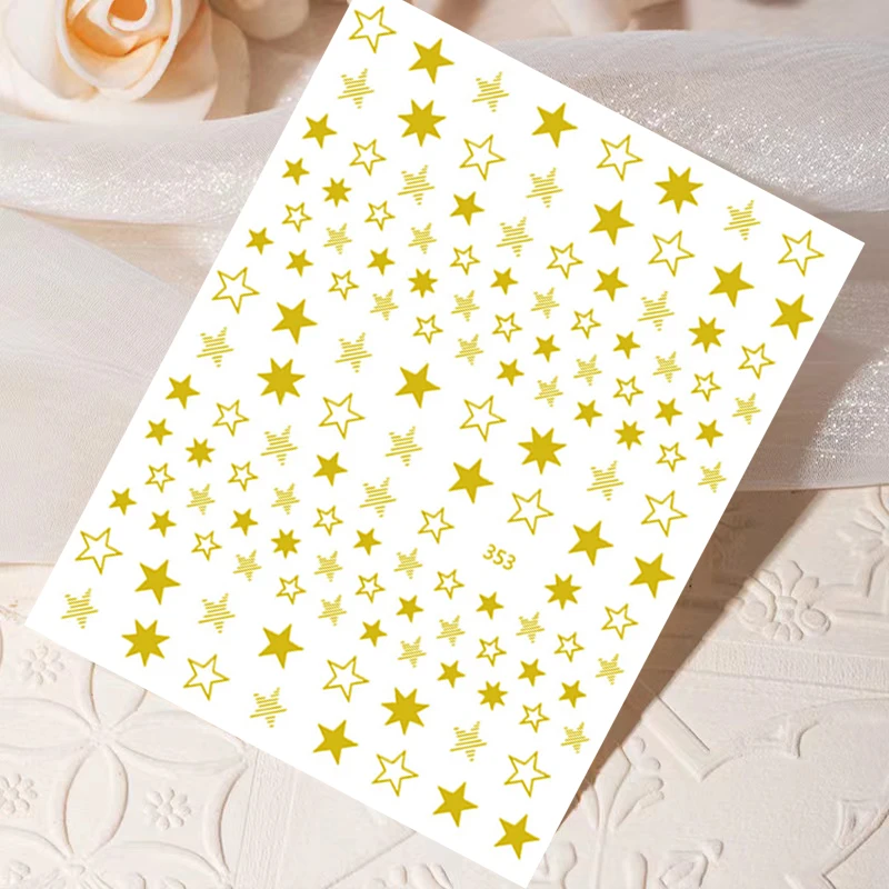 

3D Bronzing Stars English Alphabet Nail Art Stickers Nail Decoration DIY Laser Black White Nail Art Decals Nail Accessories