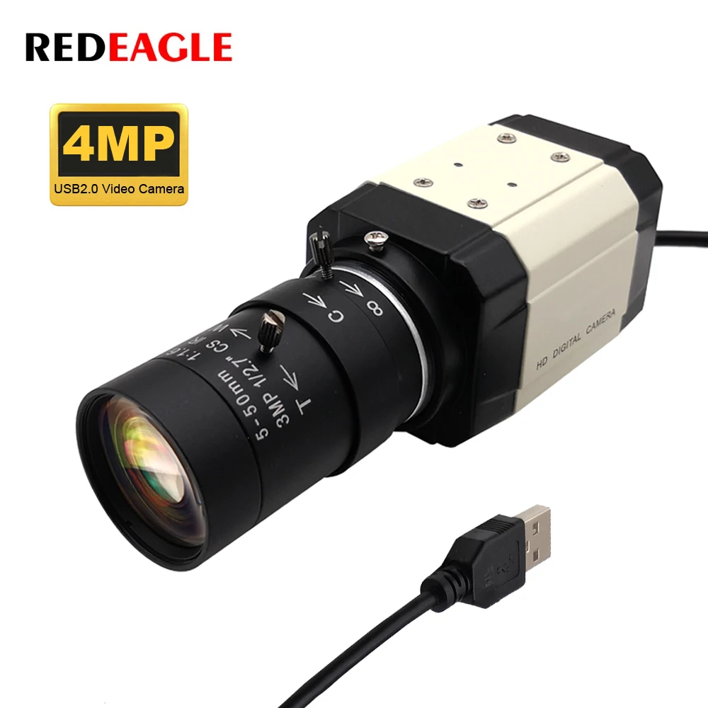 REDEAGLE HD 2K 4MP USB Webcam UVC High Speed PC Video Camera Mini Industrial 3MP 4mm 2.8-12mm 5-50mm Varifocal Zoom Lens
