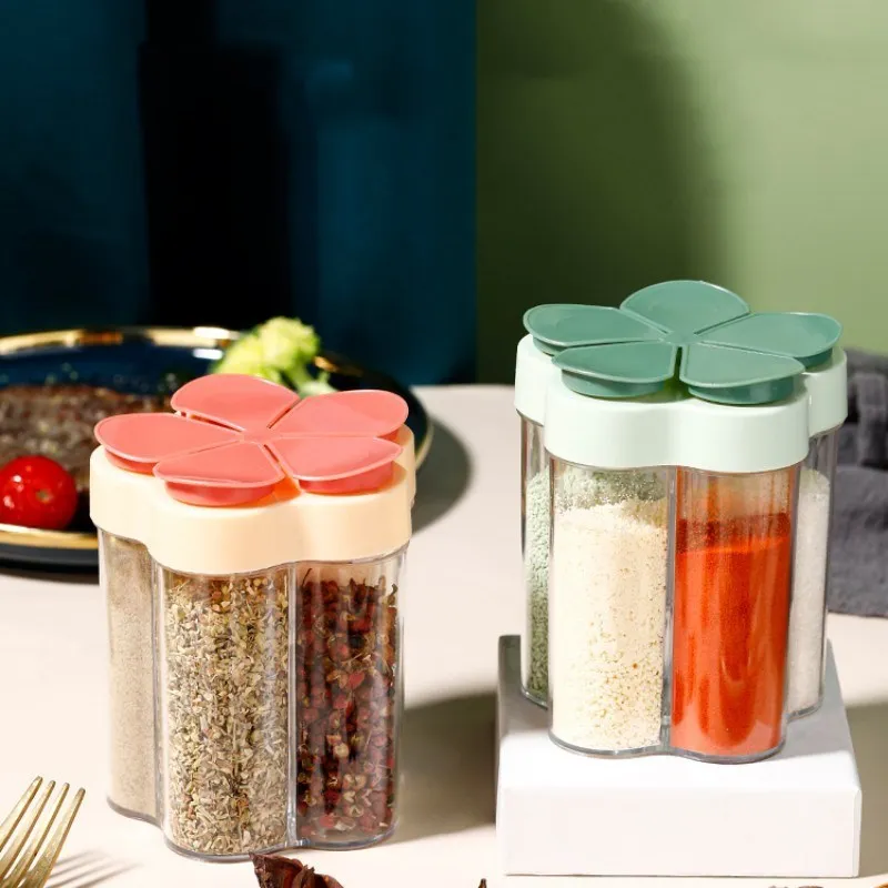 

5 in 1 Seasoning Shaker Bottles Plastic Kitchen Spices Storage Condiment Jar Salt Pepper Boxes for Kitchen Gadget Tools