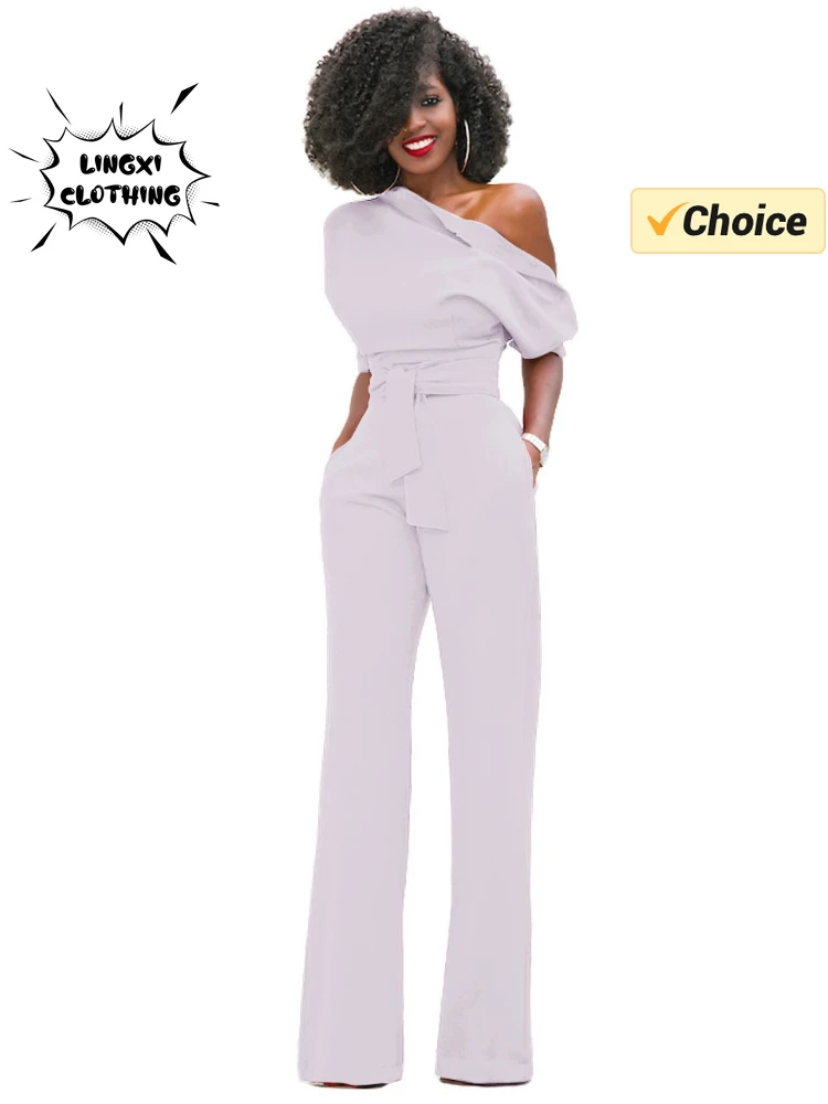 Лето 2024 Женский Модный Однотонный Комбинезон С Широкими Штанинами И Поясом
