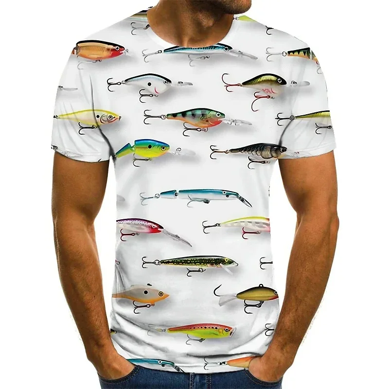 

Men's Unisex T shirt Graphic Fish Round Neck 3D Print Plus Size Casual Daily Short Sleeve Apparel Basic Fashion Designer