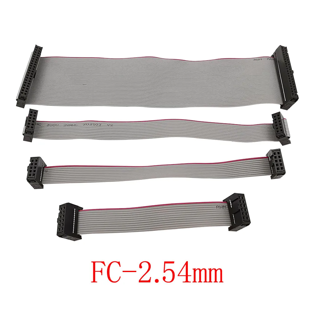 2.54mm Pitch IDC Female FC-6/8/10/12/16/20/24/26/30/34/40/50 Pin JTAG ISP Gray Flat Ribbon Data Cable FOR DC3 IDC BOX HEADER