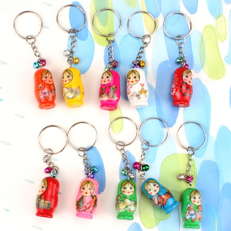 

Q9QB Phone Ornament Hand Painted Nesting Doll Cartoon Pendant Supplies Puppet Figures