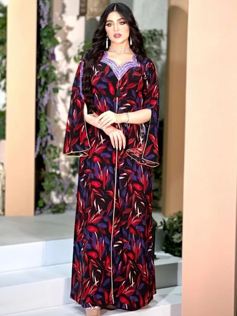 Купи African Maxi Dress Women Muslim Fashion Abaya Split Sleeve Loose Boubou Fashion Streetwear Bazin Riche Dashiki African Dress за 1,105 рублей в магазине AliExpress