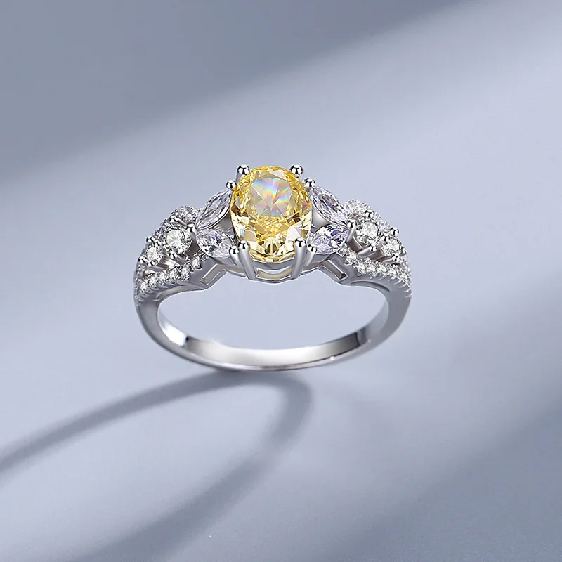 

Ice flower cut full diamond ring women's 925 sterling silver European and American light luxury personalized ring foreign trade