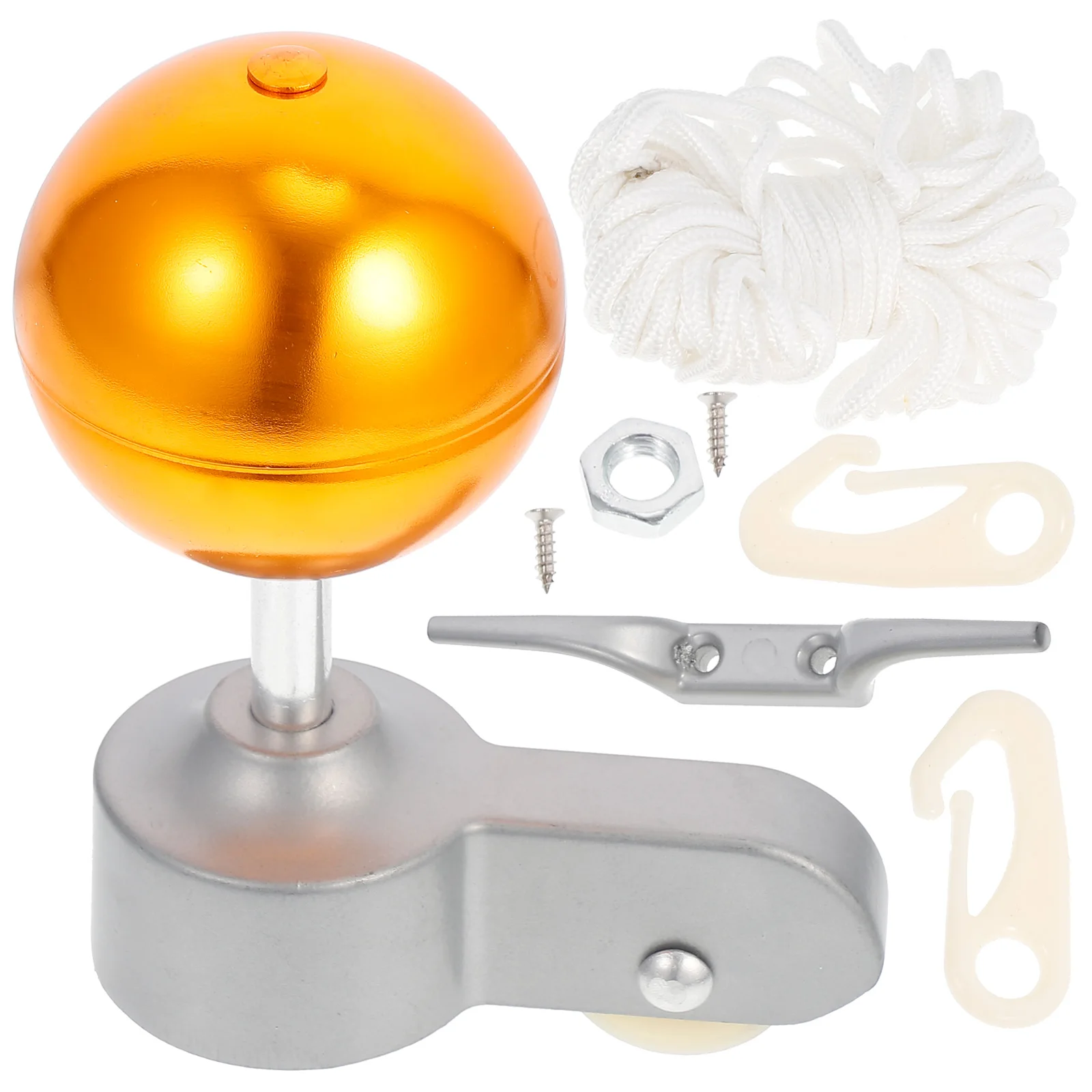 

10pcs/Set Glided Flagpole Repair Parts Flagpole Install Kit Nylon Braided Rope Pulley Gold Ball Cleat Clip Screws for Home Yard