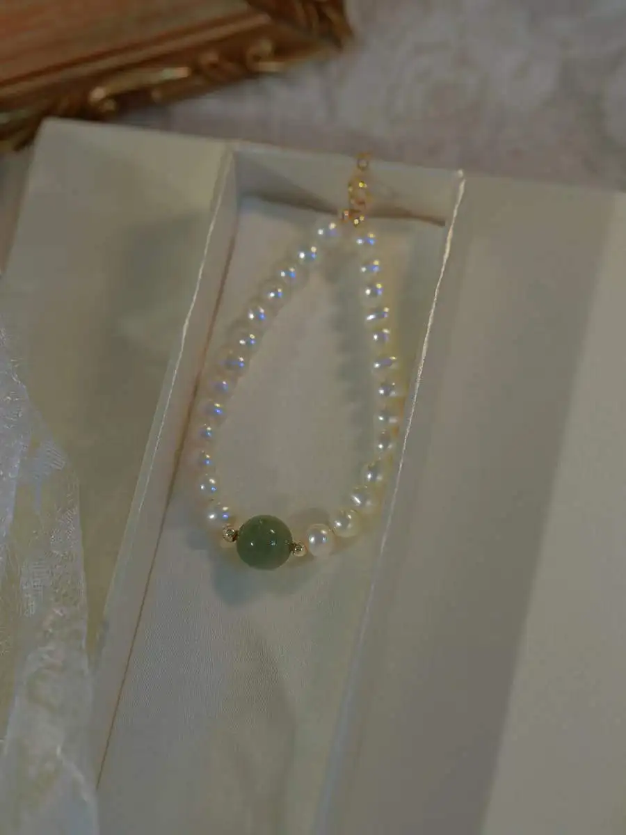 100% натуральный Нефритовый камень и пресноводный жемчуг 14K позолоченный женский