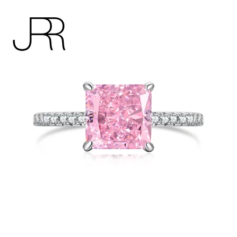 JRR Бесплатная доставка 925 Стерлинговое серебро 8*8 мм квадратные обручальные кольца с изображением раздавленного льда белого и розового камня обручальные кольца ювелирные изделия
