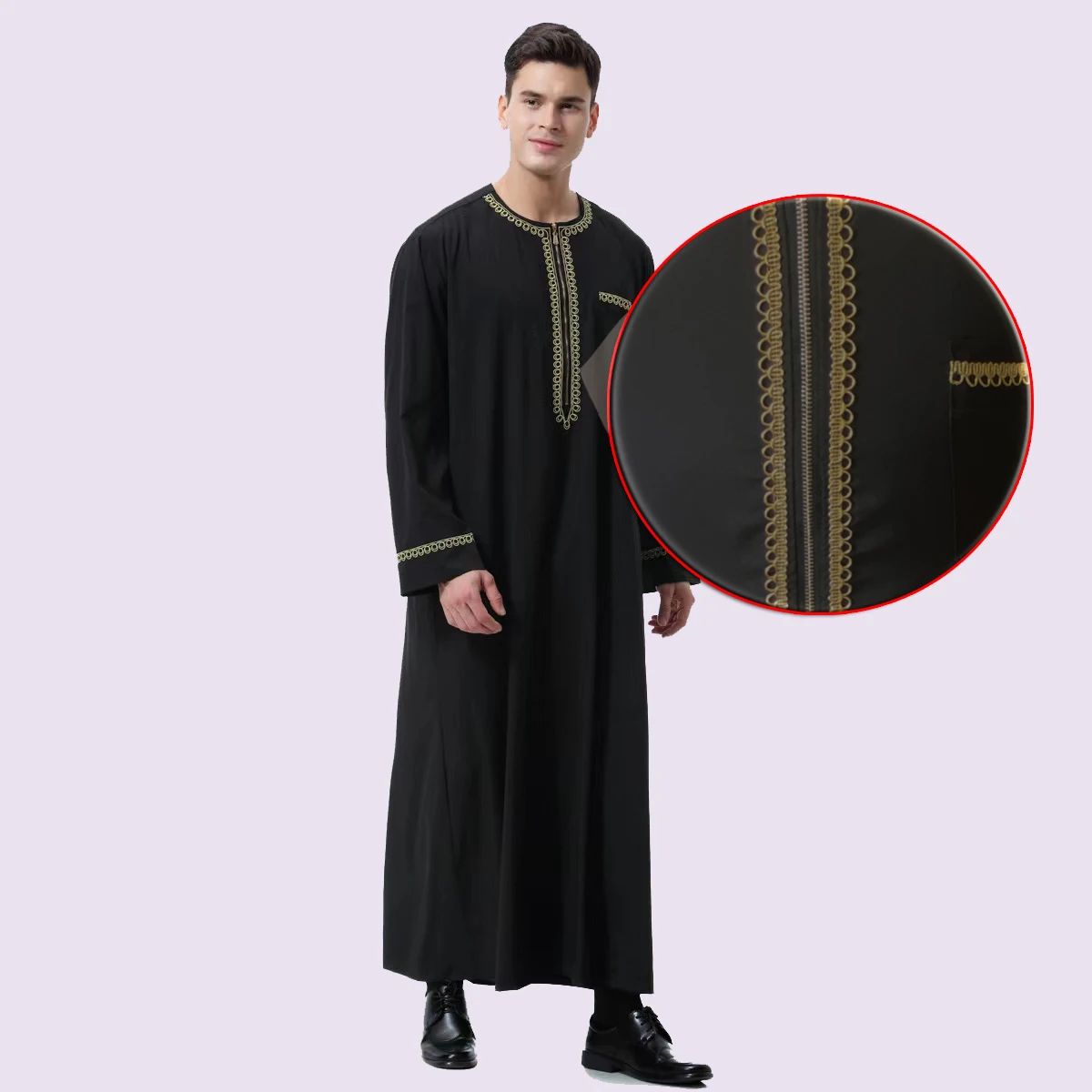 2023 New Muslim Men Clothing Islam Dresses Fashion Pakistan Saudi Arabia Moroccan Dubai Oman Black Clothes for Man