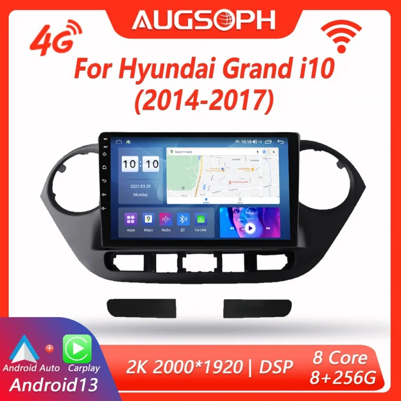 

Android 13 Car Radio for Hyundai Grand i10 2014-2017, 9inch 2K Multimedia Player with 4G Carplay DSP & 2Din GPS Navigation.
