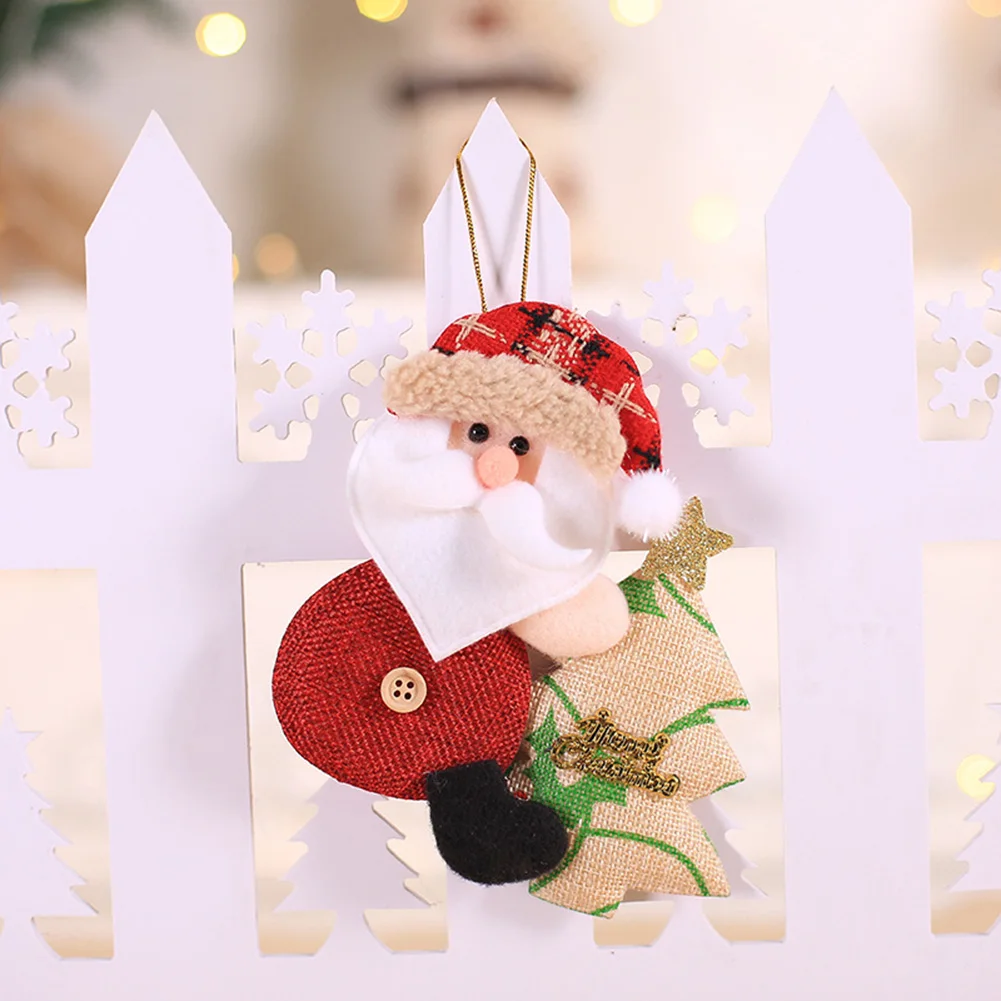 

4Pcs Cotton Linen Christmas Tree Decoration Pendant Fabric Doll Holding Tree Santa Claus Doll Home Natal Navidad 2023 Decor