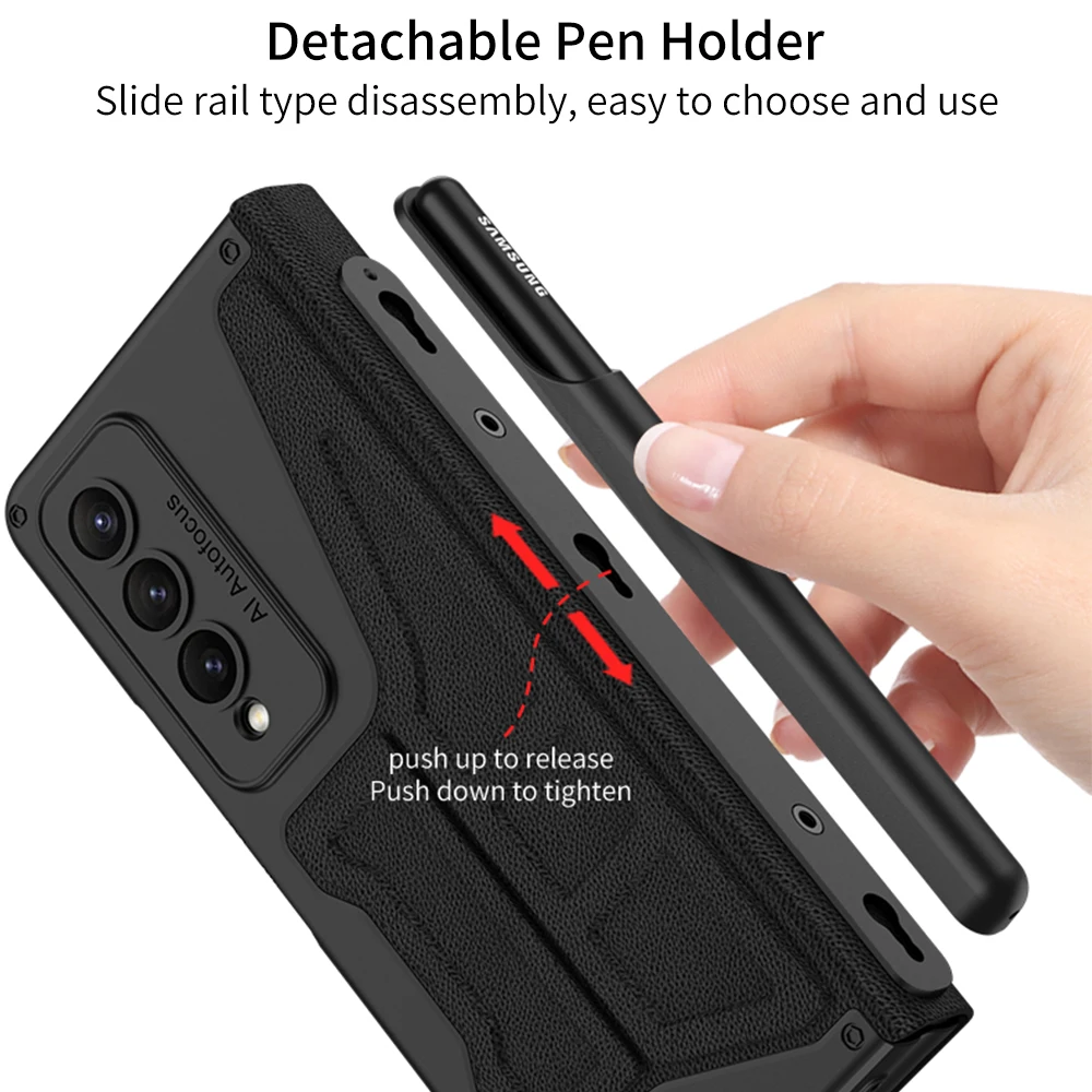 Case For Samsung Galaxy Z Fold 4 Case luxury Magnetic Flip Leather Wallet Shockproof Back Csae For Zfold4 With Pen Holder Case