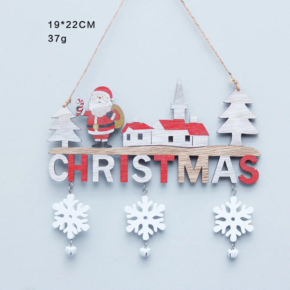 

Xmas Oranments Christmas Decor Home Happy New Year Oranments 22*19cm Door Hanging Oranments Wall Xmas Decor Wooden Xmas Decor