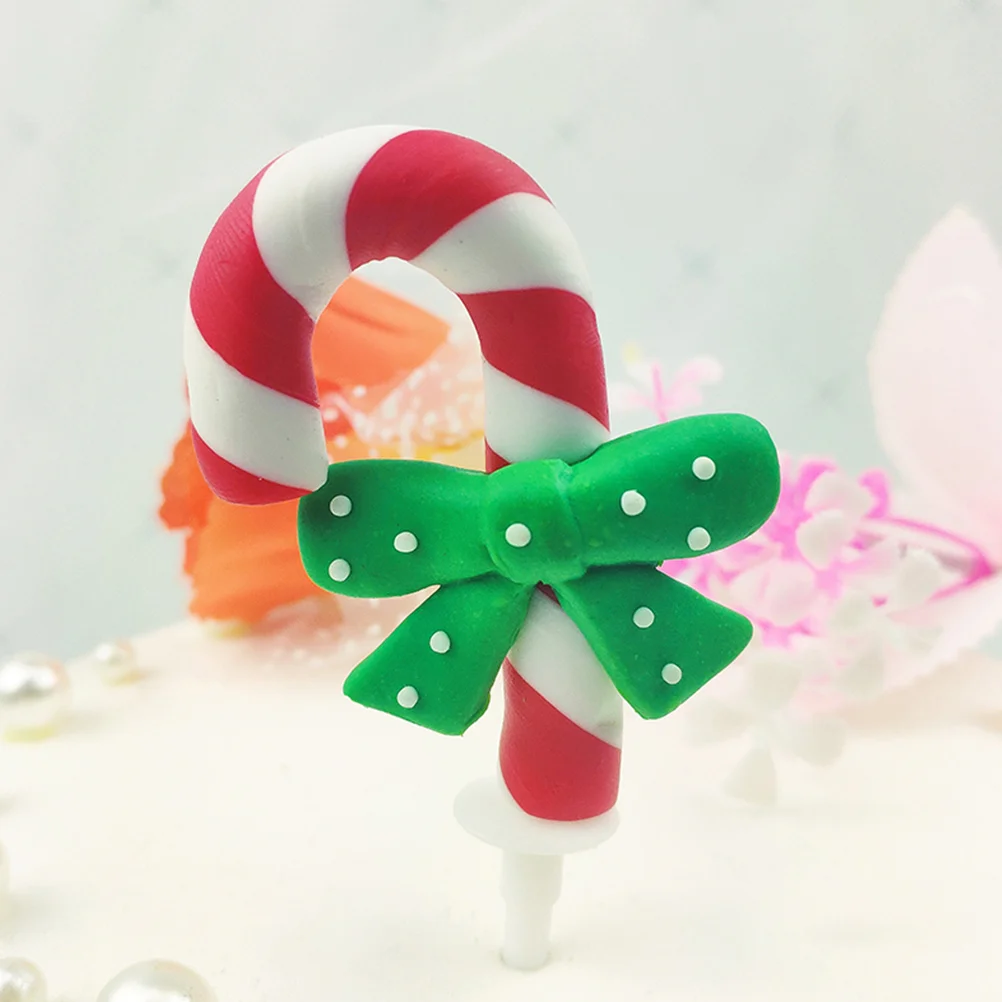 

8PCS Christmas Cake Decoration Candy Cane Cake Cupcake Ornaments Decor Picks Toppers for Gathering Party