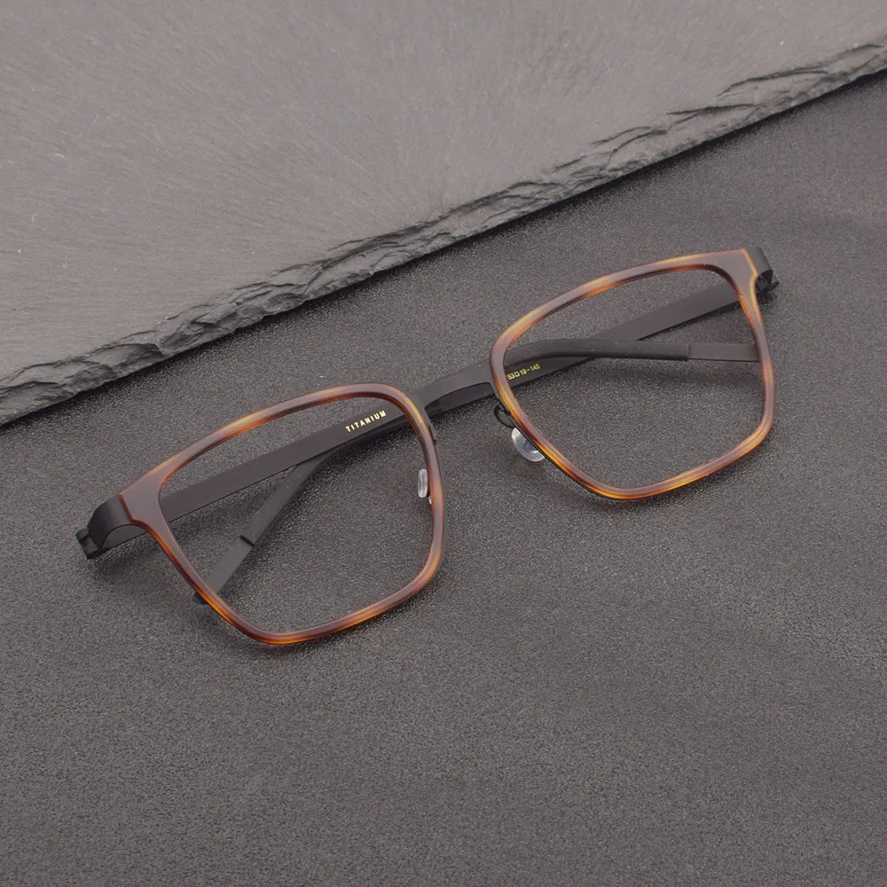 

New Fashion Pure Titanium Large Frame Glasses Frame Screwless Series Man Anti Blue Light Eyeglass Female Business Myopia Eyewear