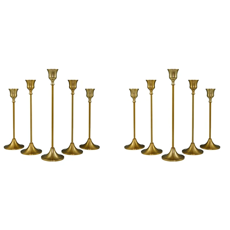 

10X винтажные технические держатели, латунный, золотой, металлический подсвечник для ужина