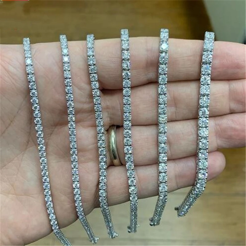 

925 Sterling Silver 3mm 4MM 5MM 17cm 19CM CZ Tennis Bracelet Bangle For Women Wedding Fashion Jewelry Wholesale Party Gift