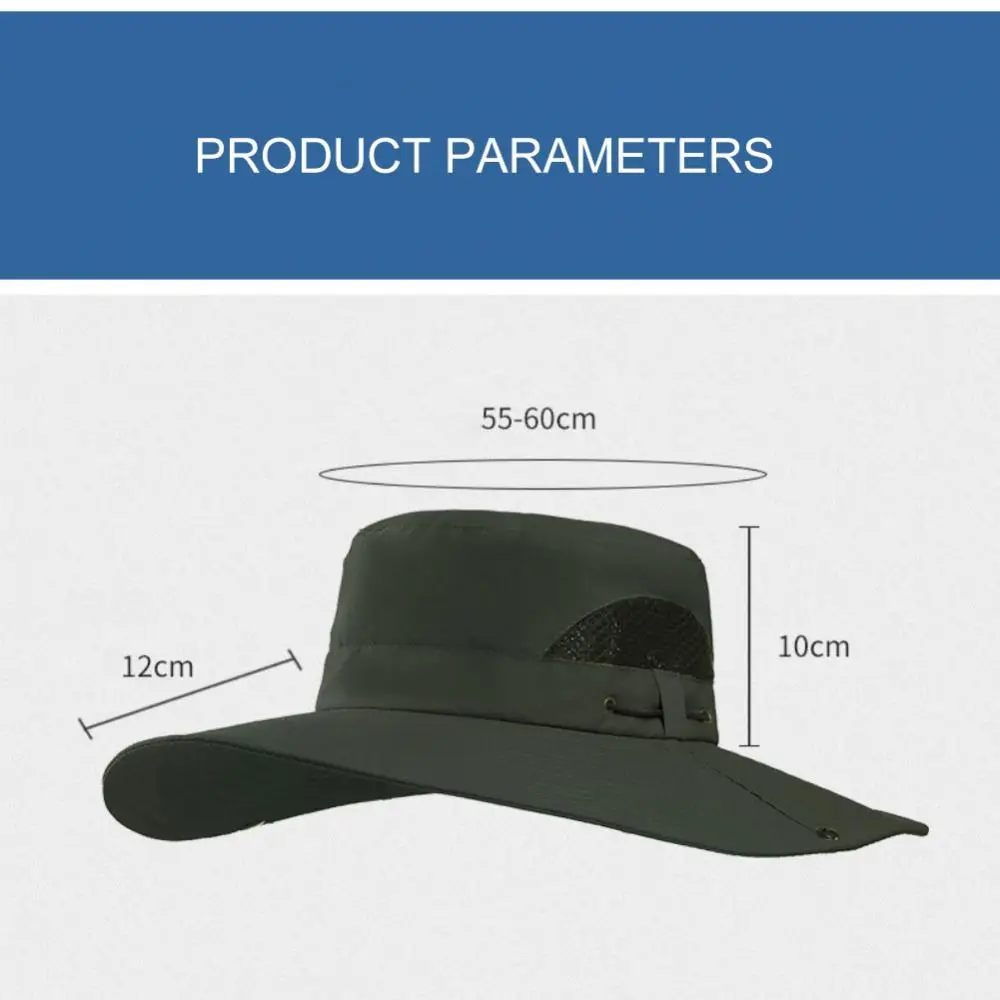 Summer Men's Casual Sunscreen Big Brim Sunshade Fisherman Hat Outdoor Travel UV Protection Breathable Mountaineering Hat