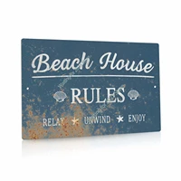 beach sign retro plaque metal decor for bedroom study bathroom living room wall sign gift ideas beach house rules