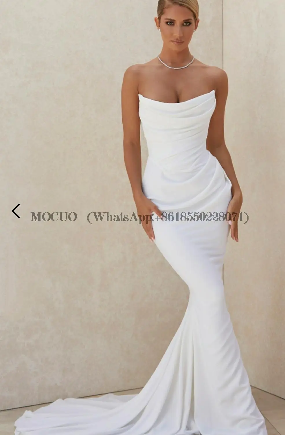 

Женское атласное платье с юбкой-годе, длинное эластичное платье невесты цвета слоновой кости без рукавов, со шнуровкой сзади