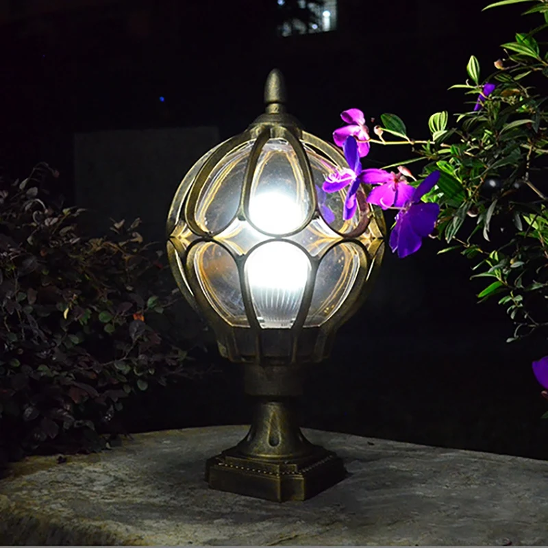 1 шт. уличная лампа на столбе глобус стеклянный абажур дверной столб