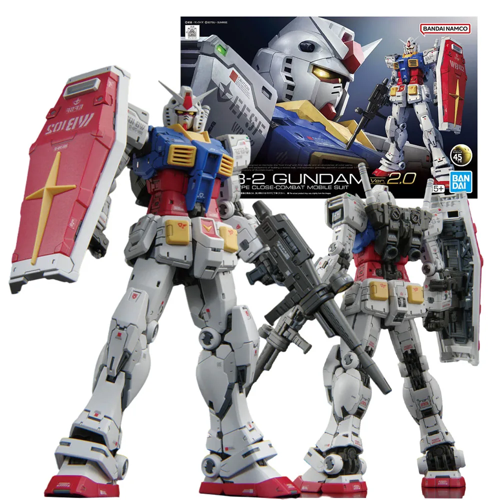 Оригинальные фигурки Bandai набор моделей Gundam аниме RG 1/144 RX-78-2 Ver2.0 коллекция Gunpla