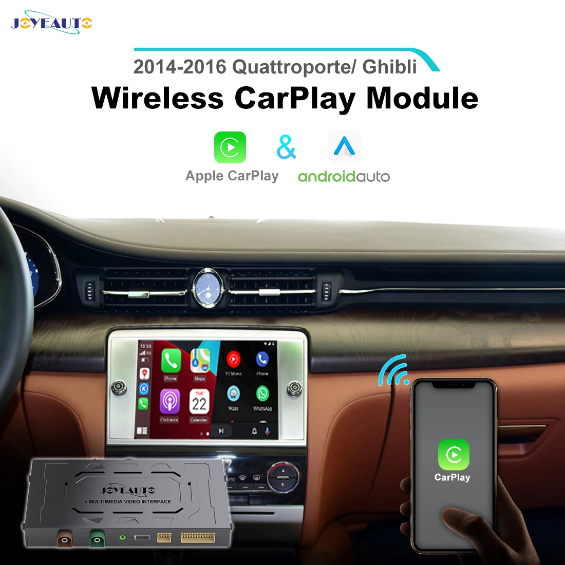 JoyeAuto CarPlay Interface for Maserati Ghibli Quattroporte 2014-2016 MY Android Auto Wireless Apple CarPlay Mirror-Link AirPlay