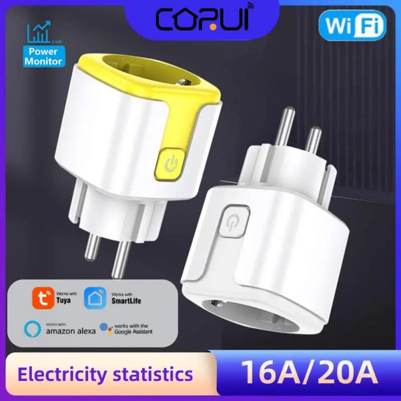 Умная розетка CORUI Tuya с вилкой для ЕС, 16 А, 20 А, Wi-Fi, 220 В